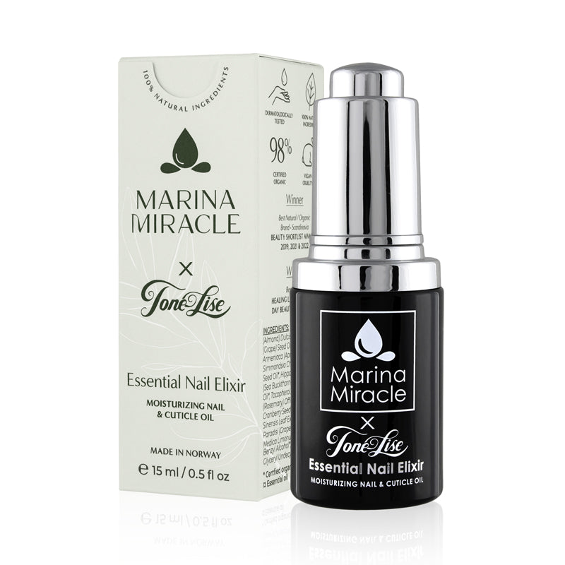 The organic nail oil strengthens the nail and soothes the cuticles. It can be used daily and helps also the skin on the hands.