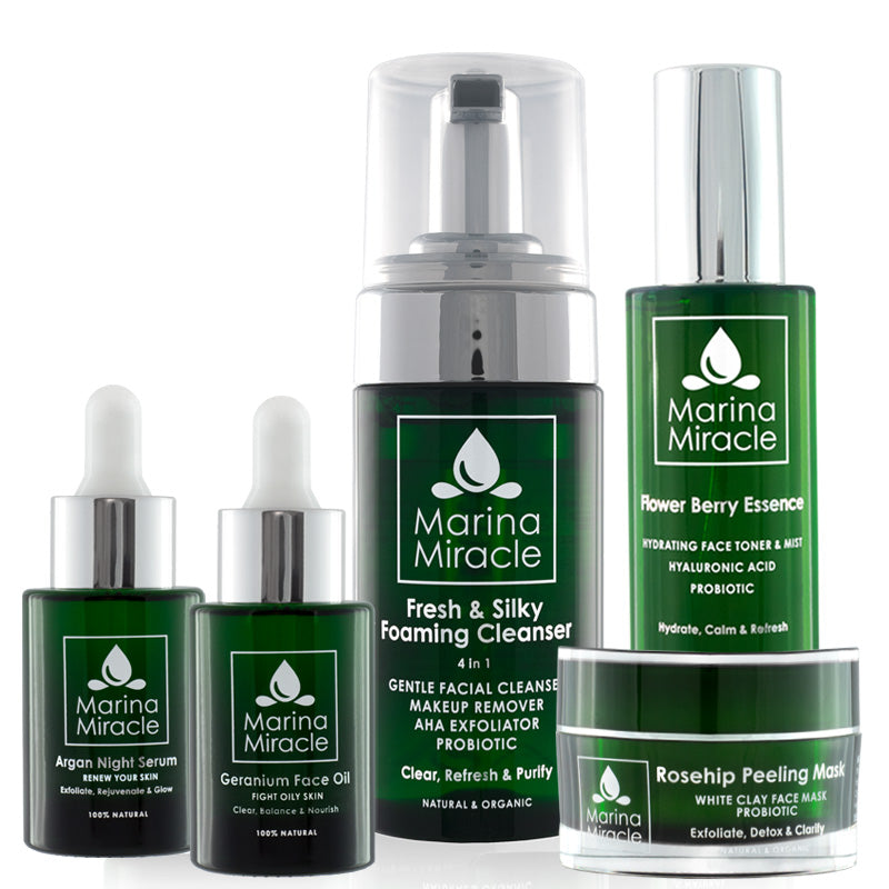 Large skincare kit especially for oily and acne prone skin, that includes award winning organic and natural skin care products from Scandinavia
